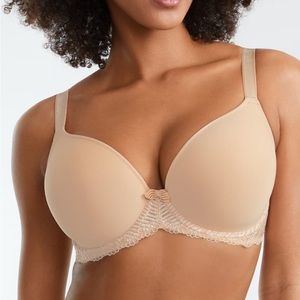 WACOAL La Femme Plunge T-Shirt Bra, Color Sand, Size 34DDD, Worn Twice